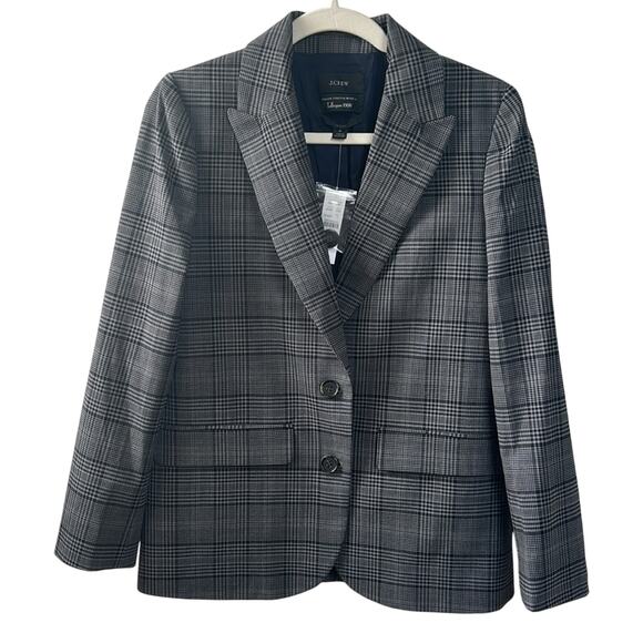 J.Crew Sommerset Blazer in Grey Plaid Italian Wool Quiet Luxury Size 2 NWT - Picture 3 of 6